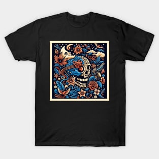 skull, flowers, brain and the moon T-Shirt